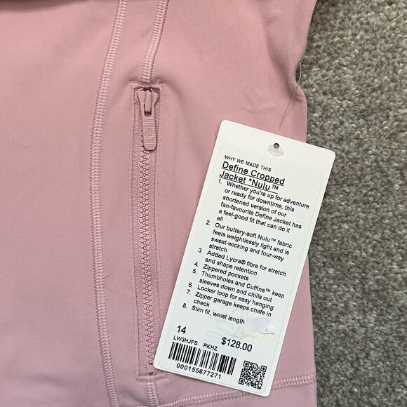 💗 NWT ! Pink Haze Lululemon Define Cropped Jacket Nulu - Picture 7 of 7